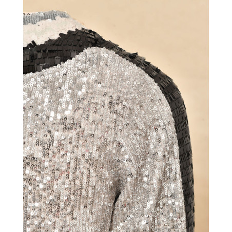 Robe courte à sequins tricolores Isabelle Blanche