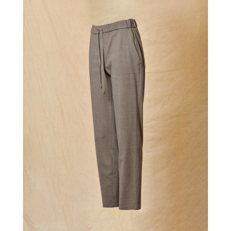 Pantalon en tissu chiné élastique gris Lorena Antoniazzi