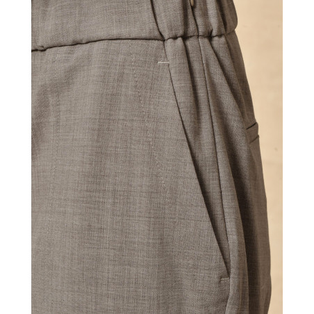 Pantalon en tissu chiné élastique gris Lorena Antoniazzi