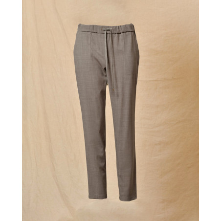 Pantalon en tissu chiné élastique gris Lorena Antoniazzi