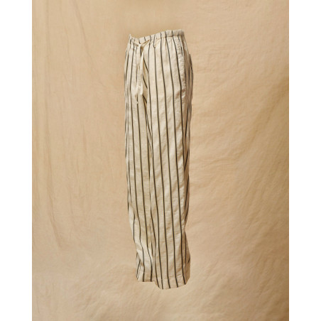 Pantalon à rayures beige Pomandère