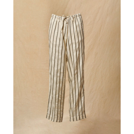 Pantalon à rayures beige Pomandère