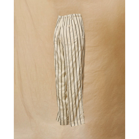 Pantalon à rayures beige Pomandère