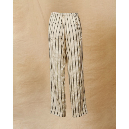 Pantalon à rayures beige Pomandère