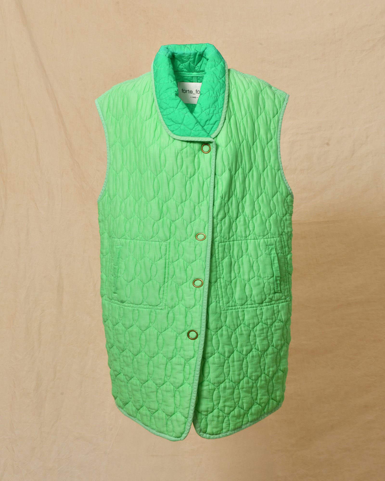 Manteau matelassé sans manches vert Forte Forte