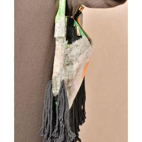 Sac en velours multicolore à franges La Milanesa