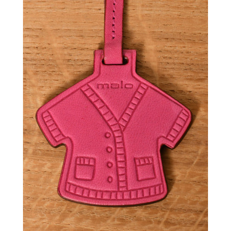 Porte-clés en cuir forme manteau rose Malo