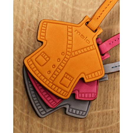 Porte-clés en cuir forme manteau orange Malo