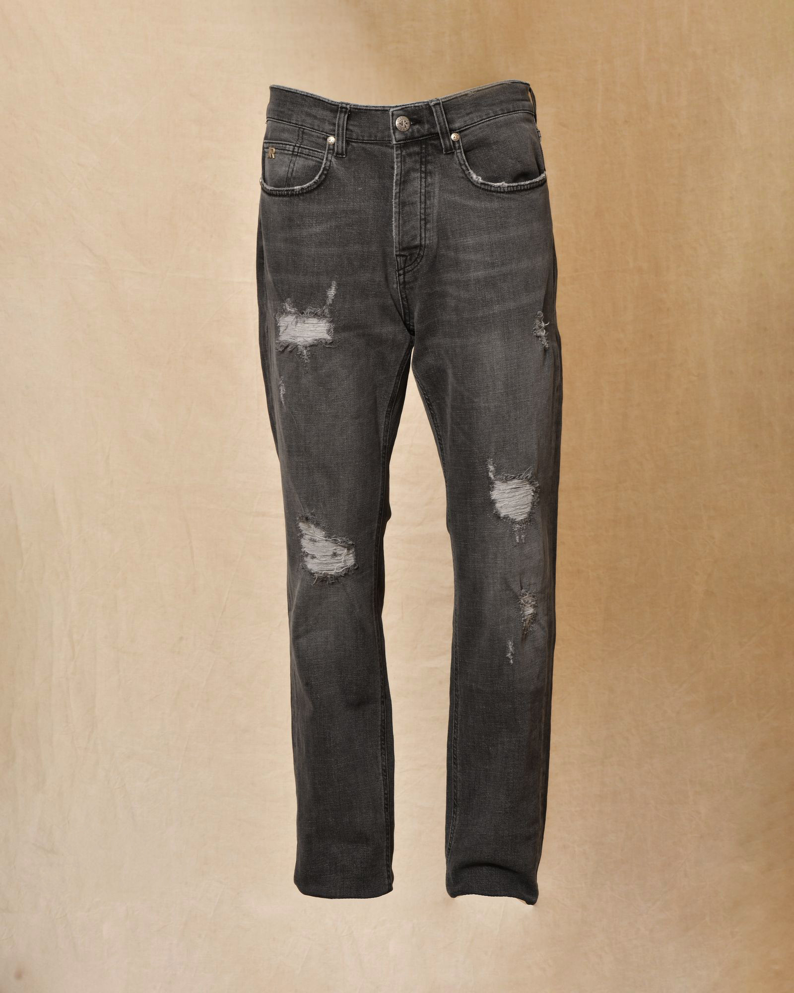 Jean gris délavé avec détails déchirés John Richmond