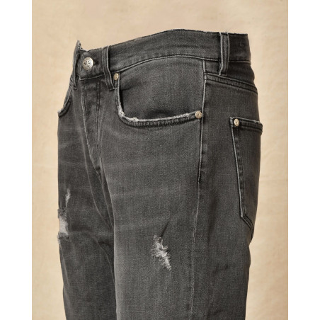 Jean gris délavé avec détails déchirés John Richmond