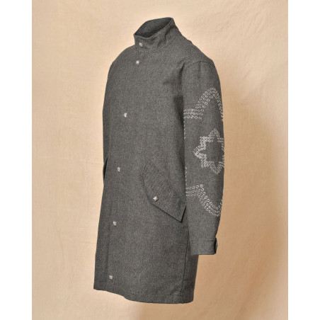 Manteau doudoune à œillets fantaisie gris John Richmond