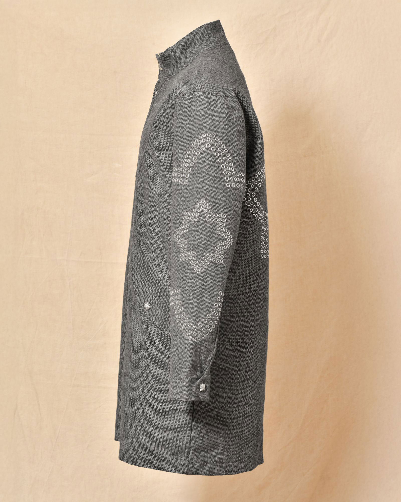 Manteau doudoune à œillets fantaisie gris John Richmond