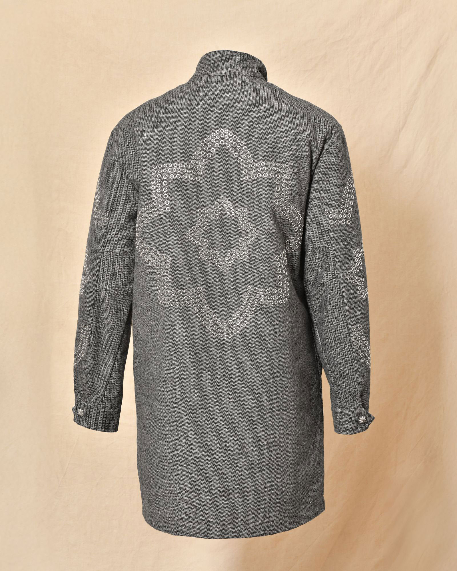 Manteau doudoune à œillets fantaisie gris John Richmond