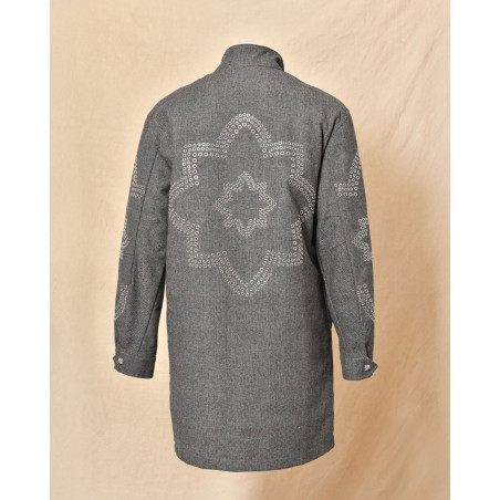 Manteau doudoune à œillets fantaisie gris John Richmond