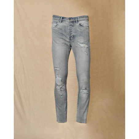 Jean délavé bleu à déchirures Ksubi