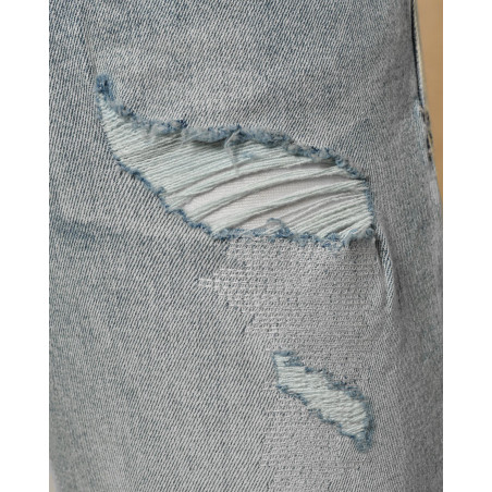 Jean délavé bleu à déchirures Ksubi