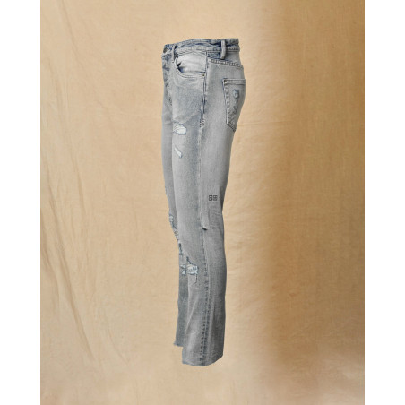 Jean délavé bleu à déchirures Ksubi