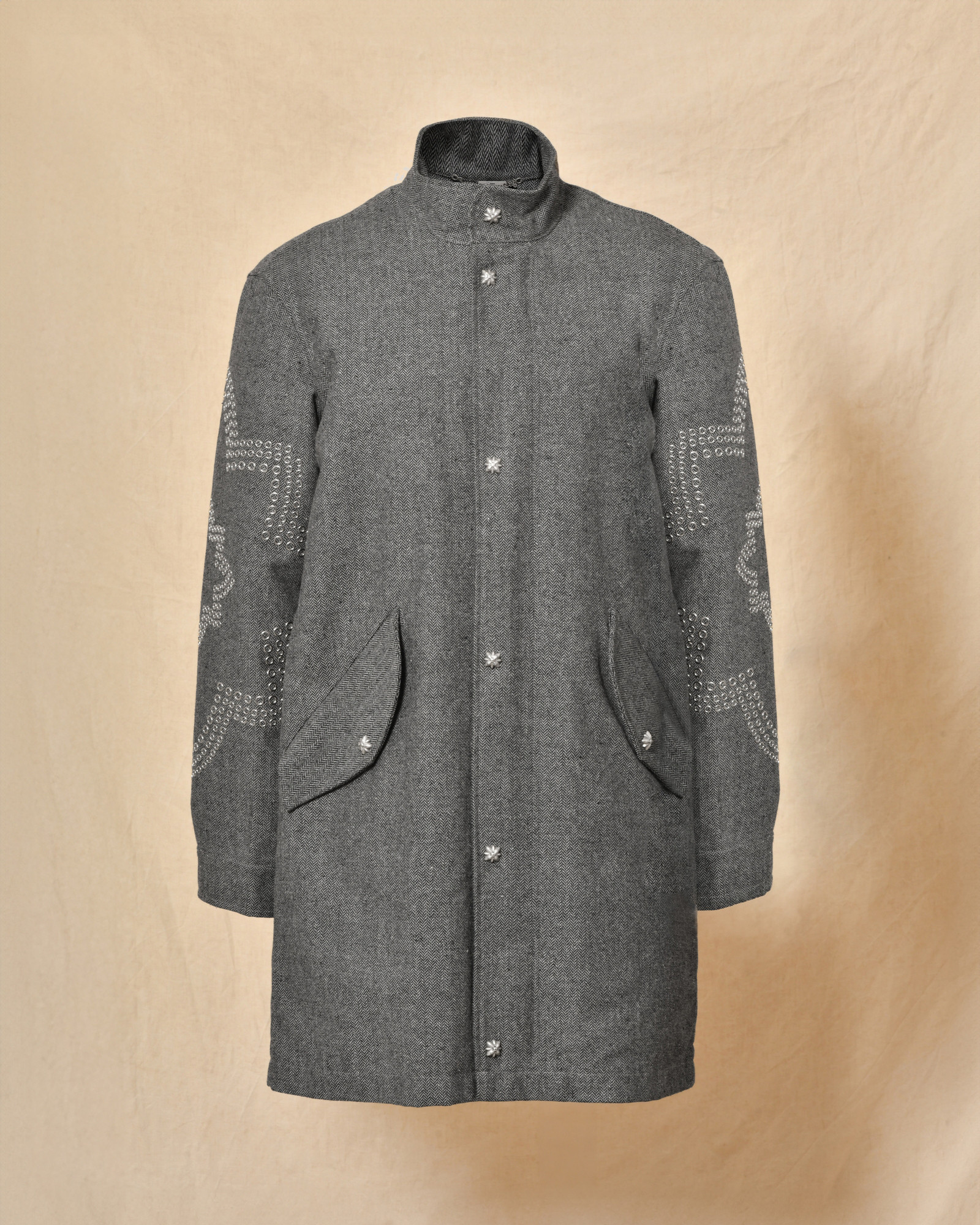 Manteau doudoune à œillets fantaisie gris John Richmond