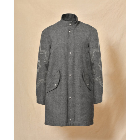 Manteau doudoune à œillets fantaisie gris John Richmond