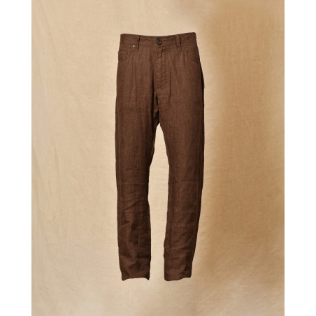 Pantalon en lin marron Cortigiani
