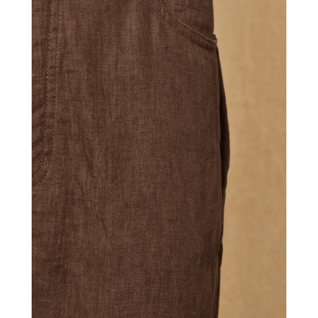 Pantalon en lin marron Cortigiani