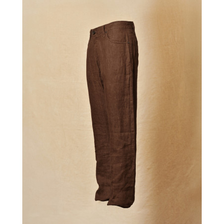 Pantalon en lin marron Cortigiani