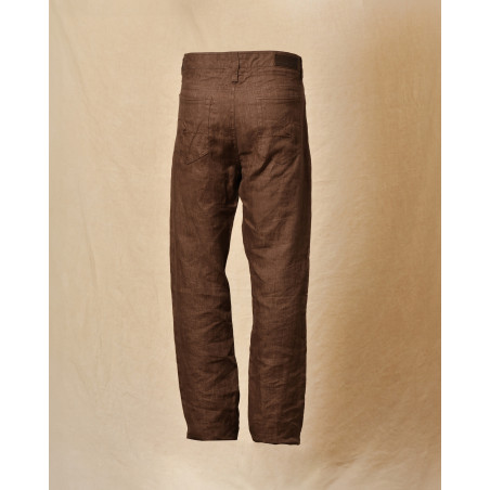 Pantalon en lin marron Cortigiani
