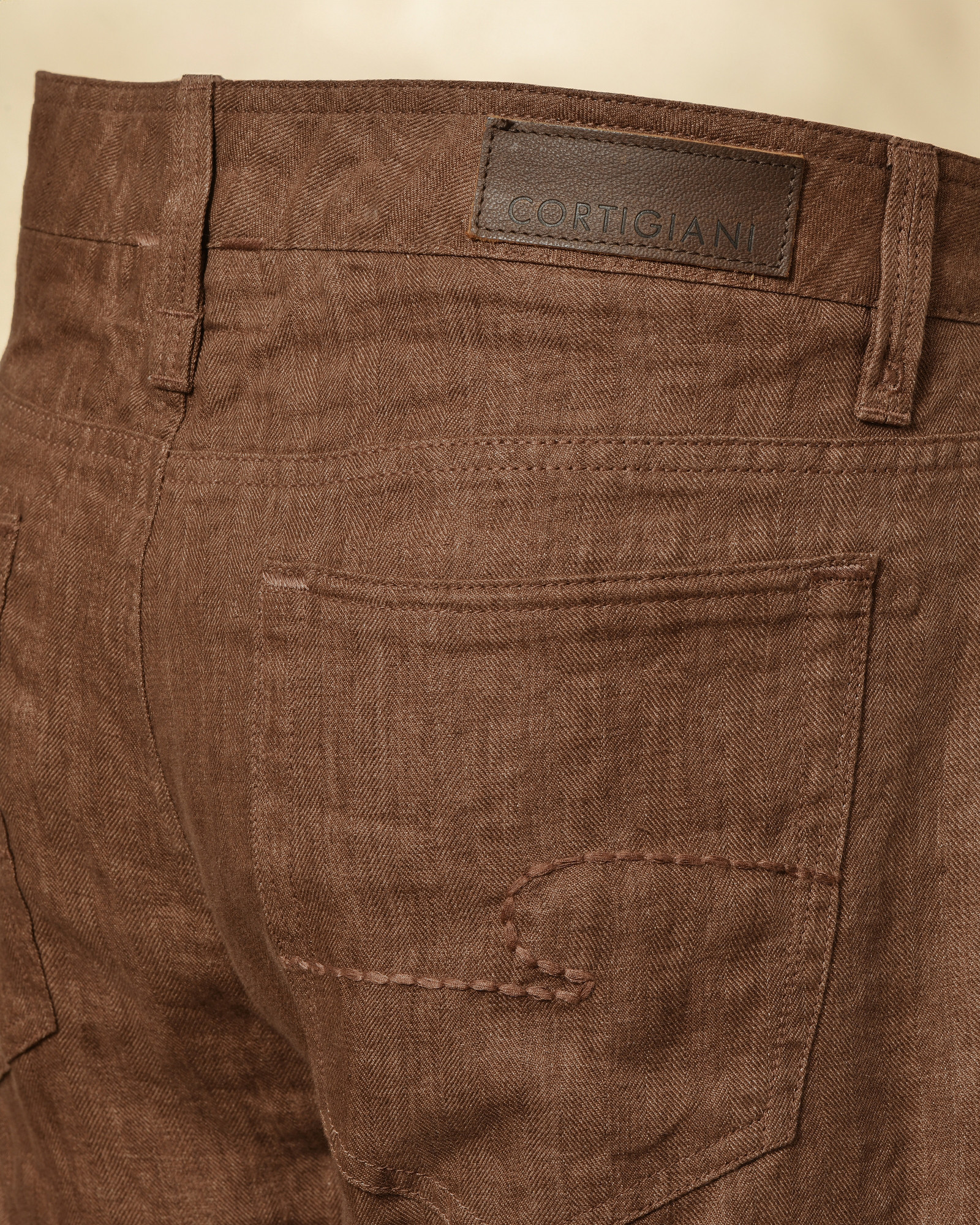 Pantalon en lin marron Cortigiani
