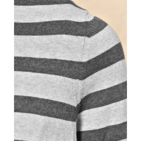 Pull  bicolore en coton gris à rayures Les Copains