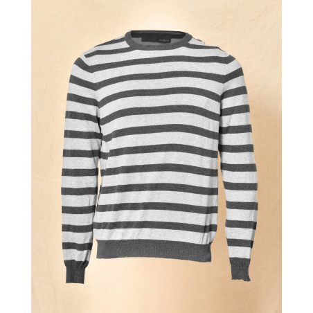 Pull  bicolore en coton gris à rayures Les Copains