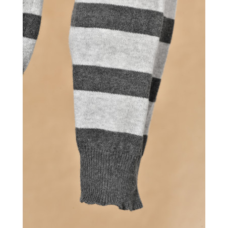 Pull  bicolore en coton gris à rayures Les Copains