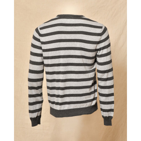 Pull  bicolore en coton gris à rayures Les Copains
