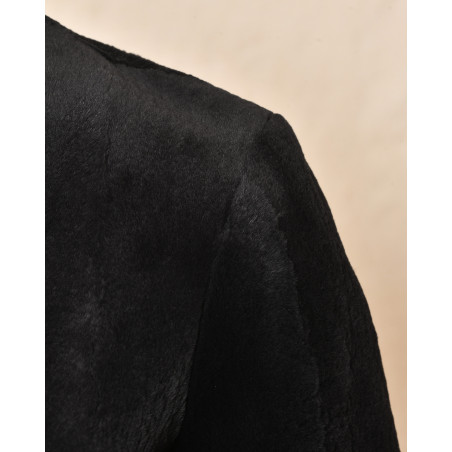 Veste en peau lainée noire Biancalani