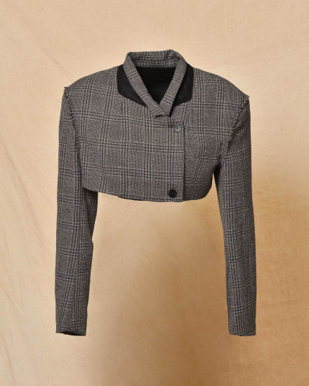 Veste grise à carreaux courte Malloni