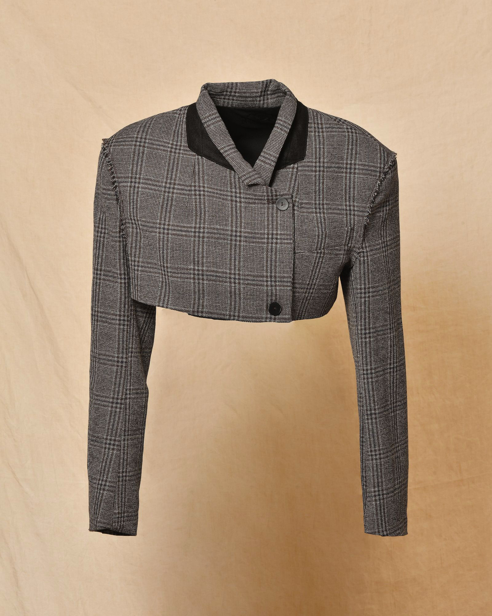 Veste grise à carreaux courte Malloni