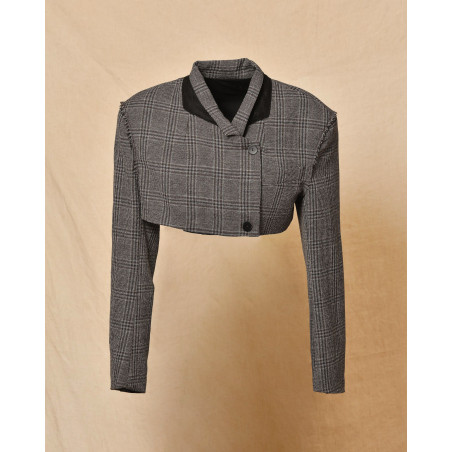Veste grise à carreaux courte Malloni