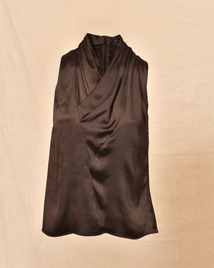 Top en satin marron sans manches Malloni