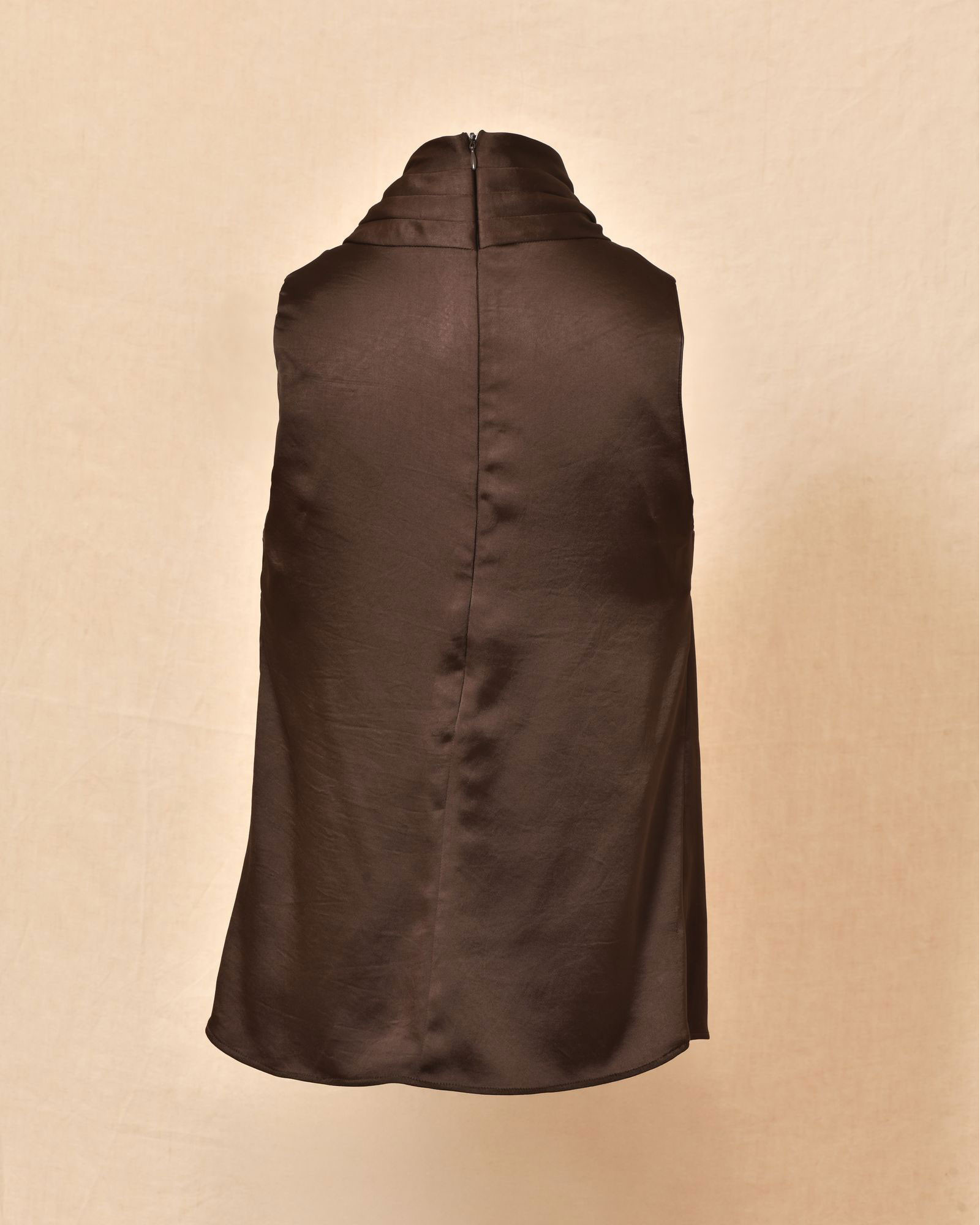 Top en satin marron sans manches Malloni