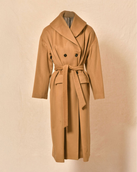 Manteau camel à double boutonnage Valentino