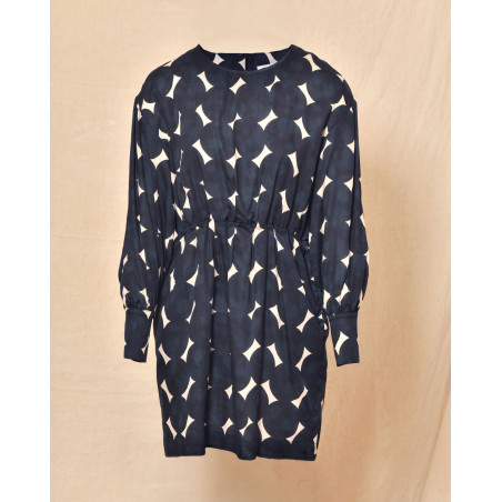 Robe évasée à imprimés bleu Chloé Stora