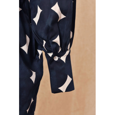 Robe évasée à imprimés bleu Chloé Stora