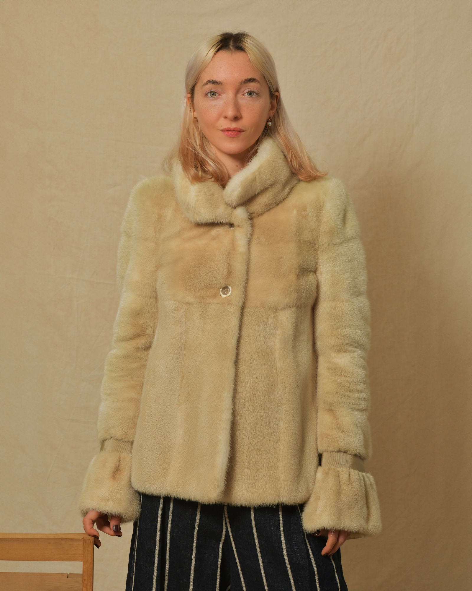 Manteau en vison jaune Valentino