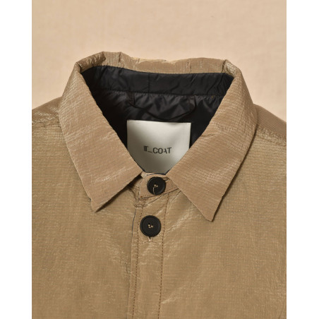 Blouson irisé taupe à petits carreaux T_Coat