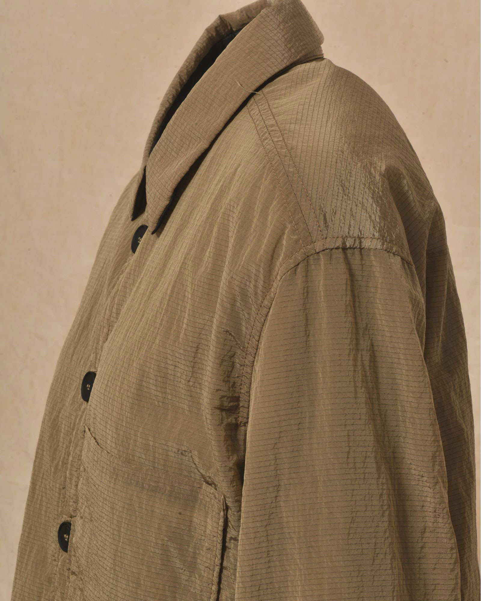 Blouson irisé taupe à petits carreaux T_Coat