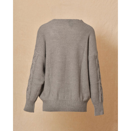 Pull en laine torsadé col V Emma White