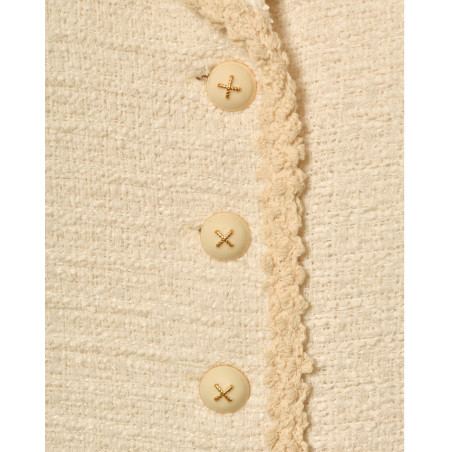Robe en tweed écru a col chemisier Edward Achour