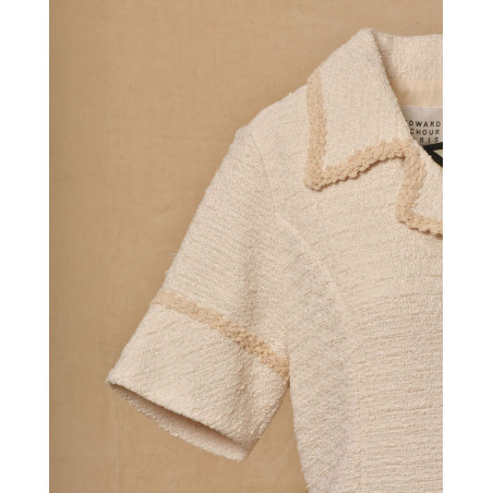 Robe en tweed écru a col chemisier Edward Achour
