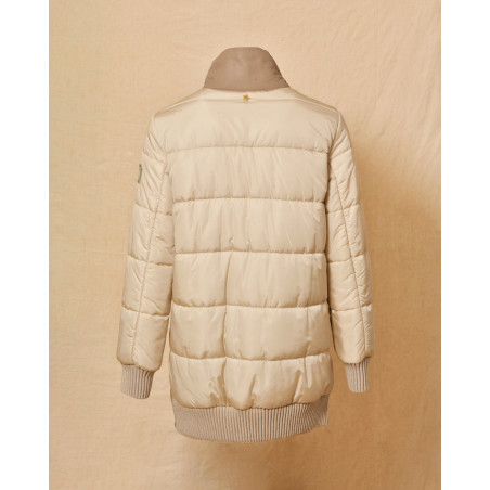 Manteau matelassé bi-matière taupe Lorena Antoniazzi