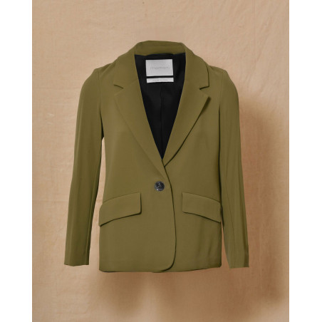 Veste cintrée en crêpe kaki Momoni