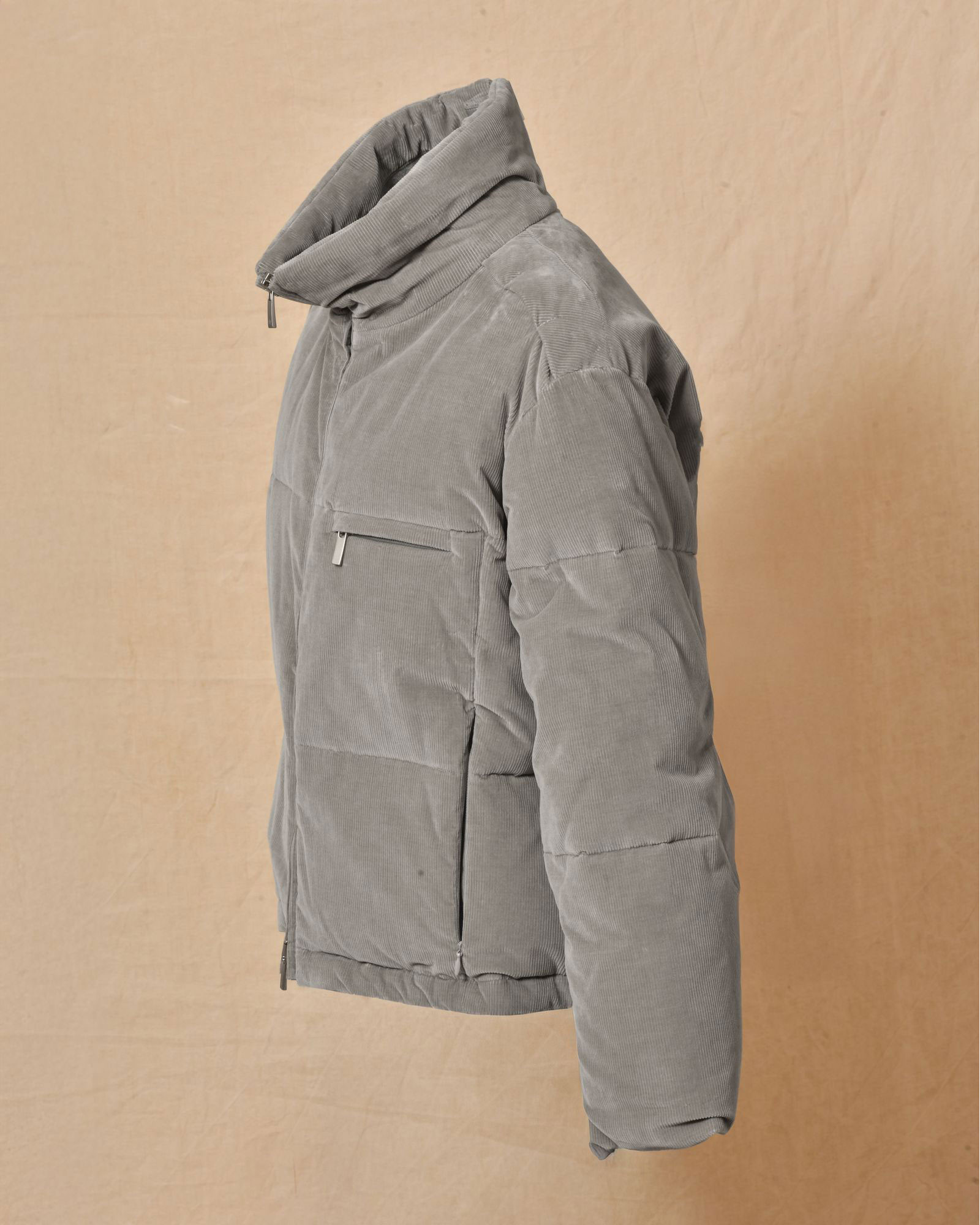 Doudoune côtelée grise Lorena Antoniazzi